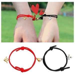 A Pair Of Couple Bracelet Set Woman’s Men’s Love Angel Wings Magnet Bracelet
